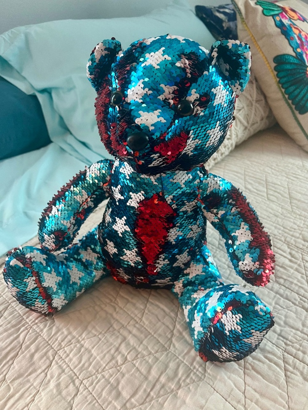 Goffa Toys | Goffa Patriotic Sequins Flip Bear Red White And Blue Stars